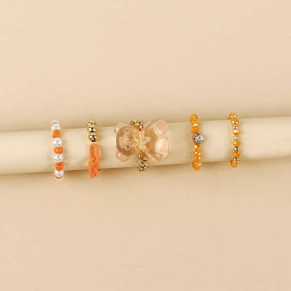 

5pcs Bear Decor Ring, Yellow