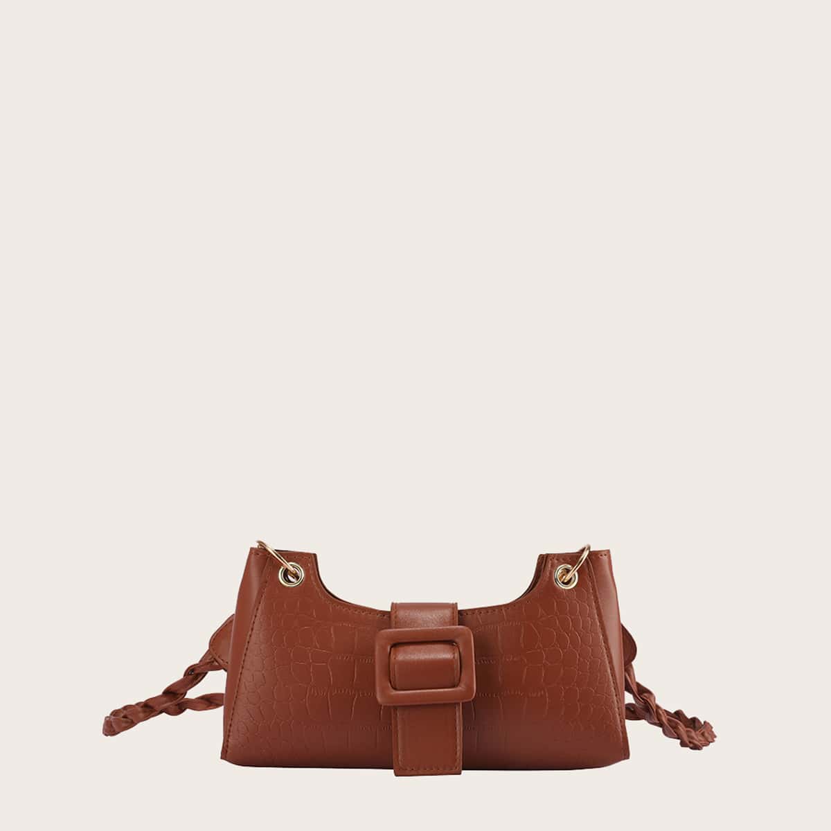 

Minimalist Embossed Crossbody Bag, Brown