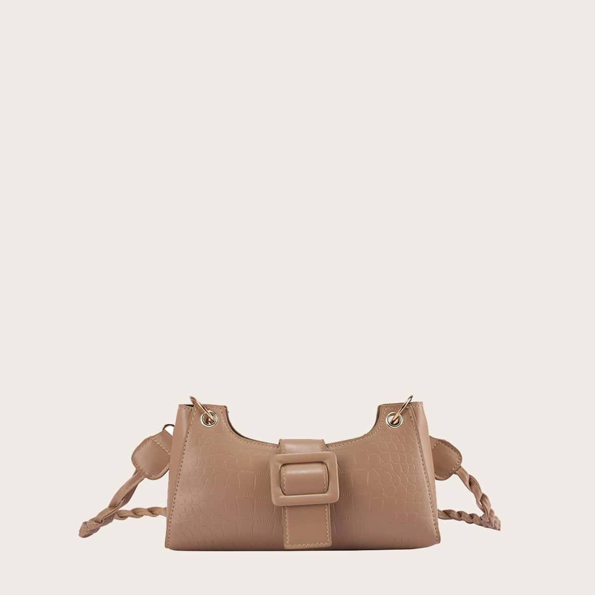

Minimalist Embossed Crossbody Bag, Khaki