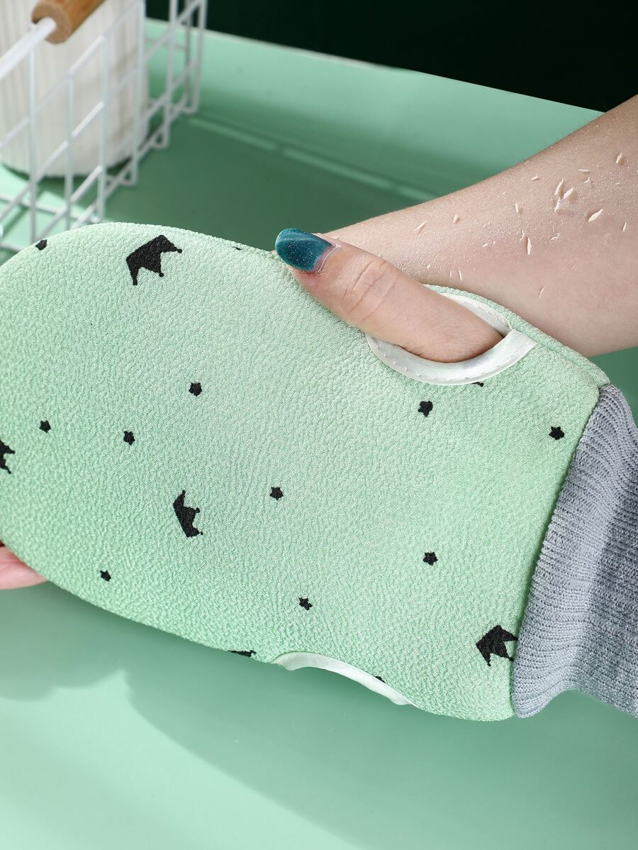 1入組皇冠圖案搓澡手套 - 綠色 - 查看 1