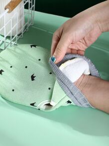 1入組皇冠圖案搓澡手套 - 綠色 - 查看 3