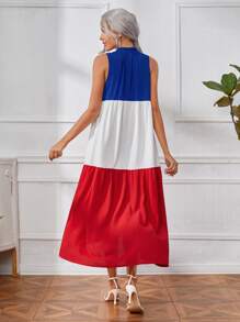 SHEIN Colourblock Frill Trim Smock Dress - Multicolor - View 2