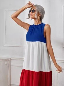 SHEIN Colourblock Frill Trim Smock Dress - Multicolor - View 4