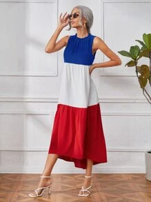 SHEIN Colourblock Frill Trim Smock Dress - Multicolor - View 5