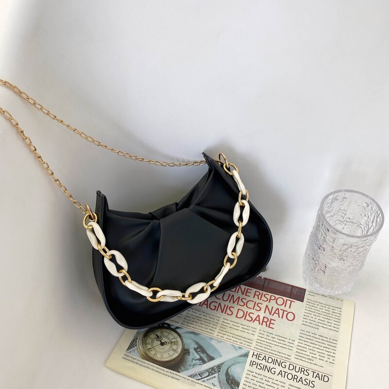 

Chain Strap Satchel Bag, Black