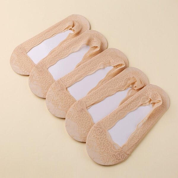 

5pairs Simple Invisible Socks, Apricot