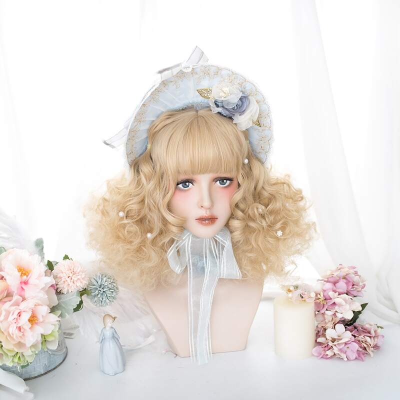 

Natural Curly Wig With Bangs, Gold