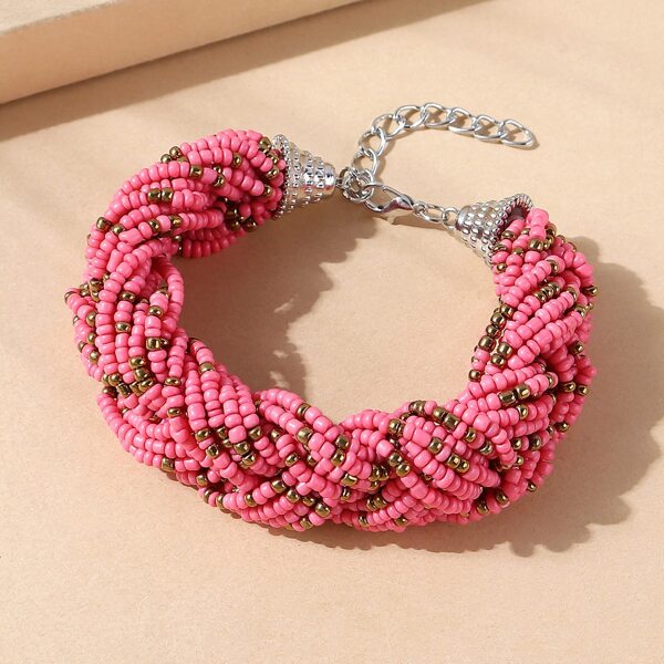 

Bead Decor Braided Bracelet, Pink