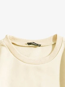 SHEIN Unity 素色圓領運動衫 - 米色 - 查看 4