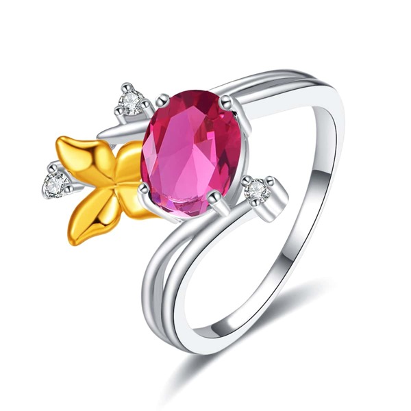 

Platinum Plated Butterfly Decor Ring, Silver