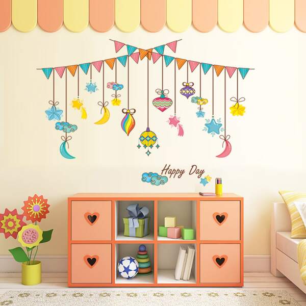 

1sheet Star & Letter Graphic Wall Sticker, Multicolor