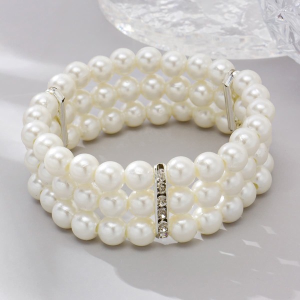 

Faux Pearl Beaded Bracelet, White
