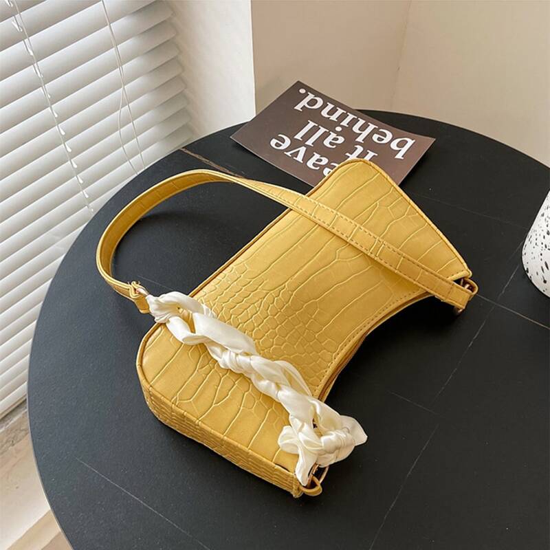 

Croc Embossed Shoulder Bag, Yellow