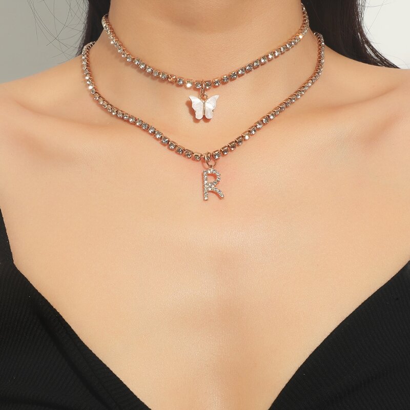 

2pcs Butterfly Pendant Necklace, Gold