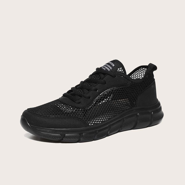 

Men Hollow Out Lace-up Front Running Shoes, Black