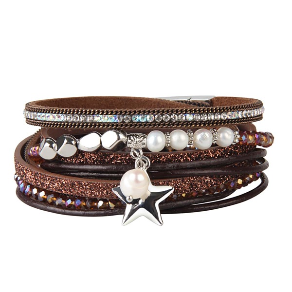 

Rhinestone Decor Layered Bracelet, Brown