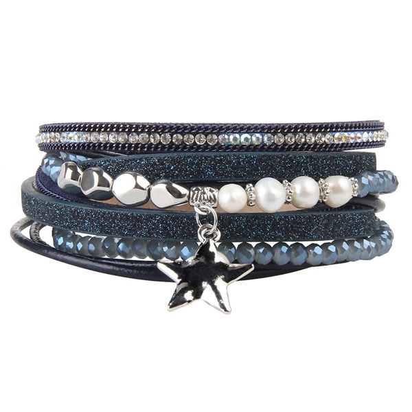

Rhinestone Detail Layered Bracelet, Blue