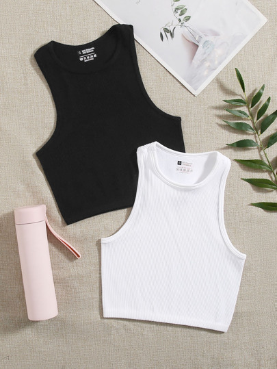 Velisys Velisys 2pcs Rib-Knit Sports Tank Top Workout Tank Tops