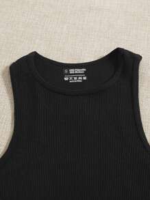 Yoga Basic 2pcs Rib-Knit Sports Tank Top Workout Tank Tops - Black and White - View 3