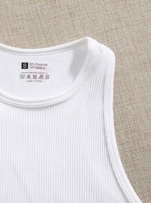 Yoga Basic 2pcs Rib-Knit Sports Tank Top Workout Tank Tops - Black and White - View 5