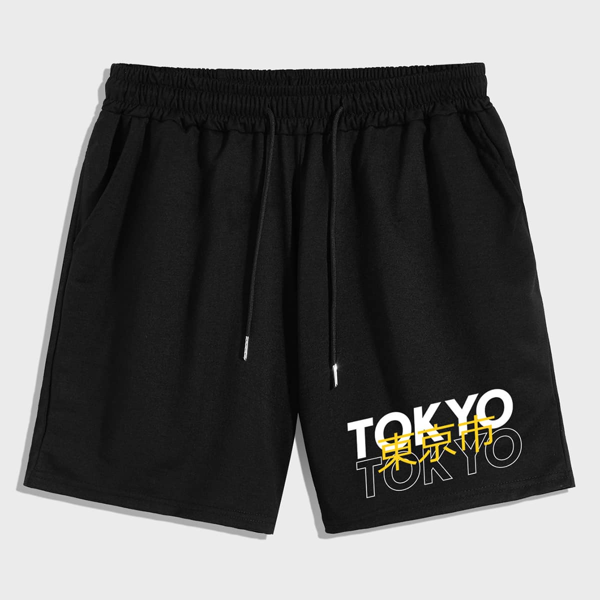 

Guys Letter Drawstring Shorts, Black