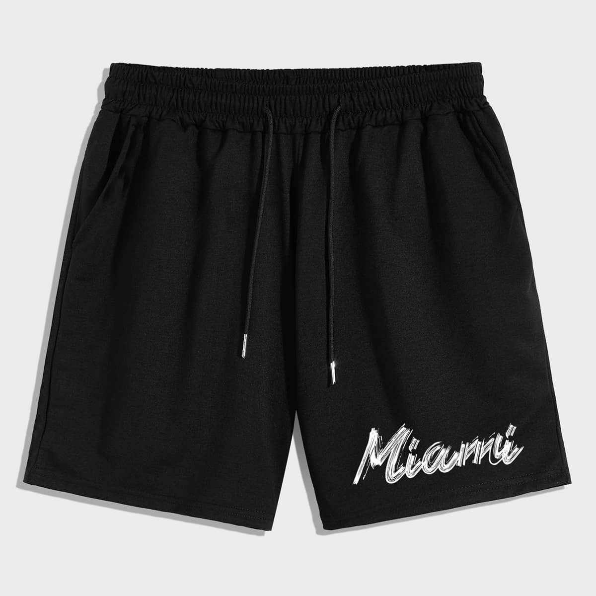 

Guys Letter Drawstring Shorts, Black