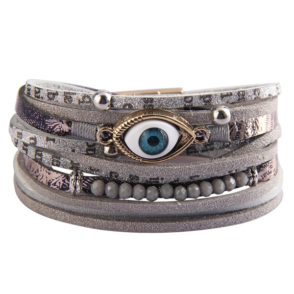 

Bead Decor Layered Bracelet, Grey
