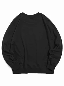 Sweatshirt med Grafiskt Tecknat Tryck - Svart - Visa 2