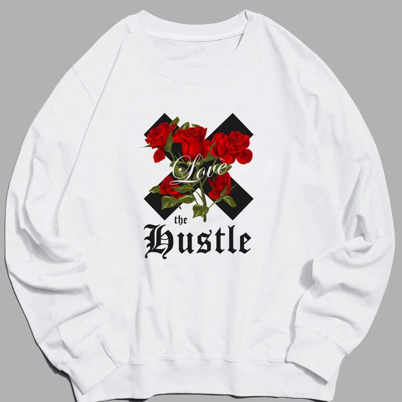 

Guys Letter Floral Graphic Sweatshirt, White
