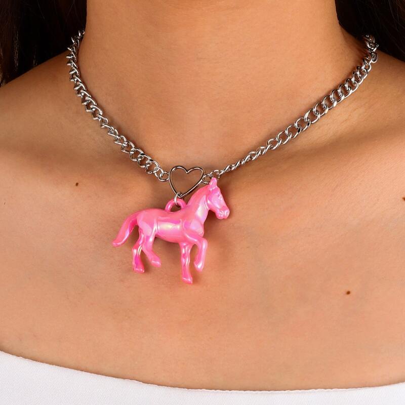 

Horse Pendant Chain Necklace, Multicolor