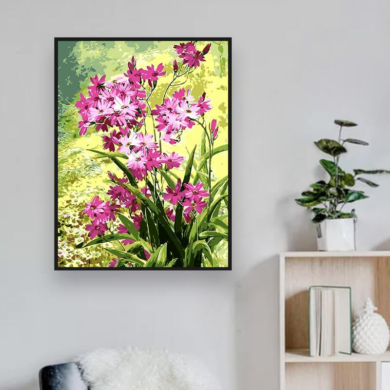 

Flower Print DIY Diamond Unframed Painting, Multicolor