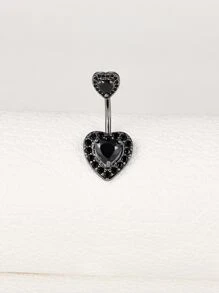 Trái Tim Trang Trí Rốn Bụng Nhẫn Unisex Thời Trang Punk Cơ Thể Trang Sức Khuyên - màu đen - Xem 1