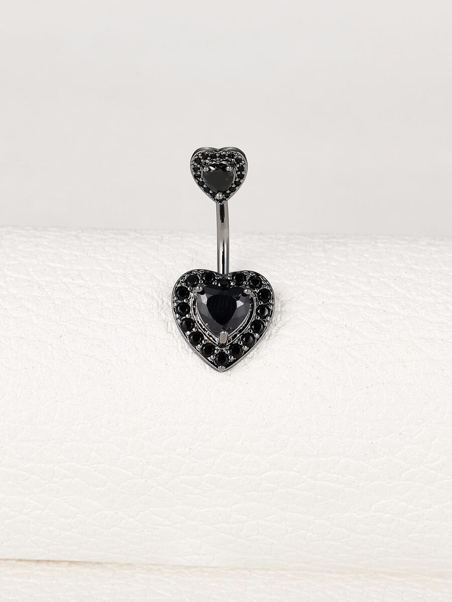 Trái Tim Trang Trí Rốn Bụng Nhẫn Unisex Thời Trang Punk Cơ Thể Trang Sức Khuyên - màu đen - Xem 1