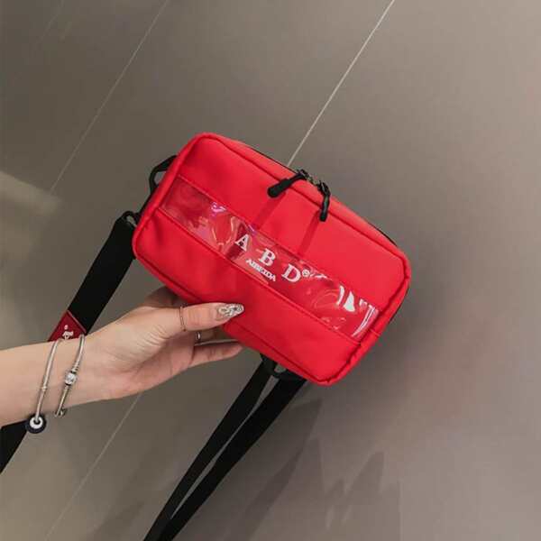 

Letter Graphic Crossbody Bag, Red