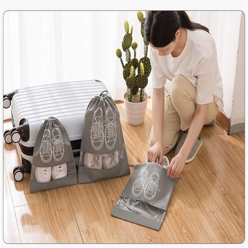 

3pcs Drawstring Shoes Storage Bag, Multicolor