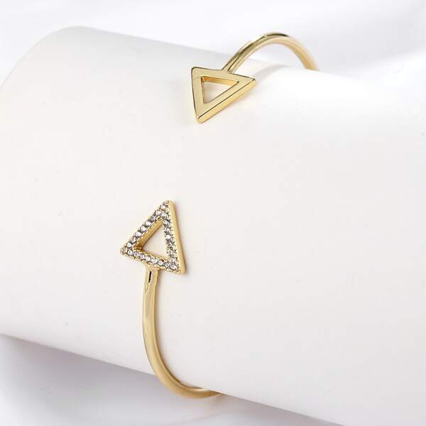 

Zircon Decor Cuff Bracelet, Gold