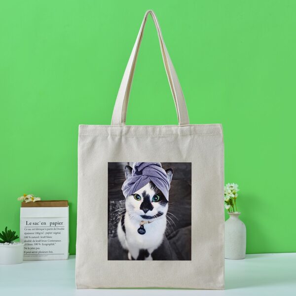 

Cat Graphic Shopper Bag, Beige
