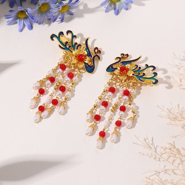 

2pcs Faux Pearl Decor Hair Clip, Multicolor