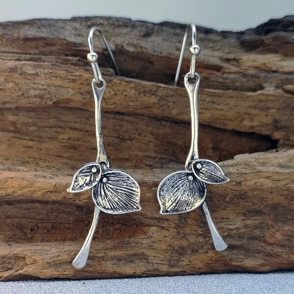 

Simple Drop Earrings, Antique silver