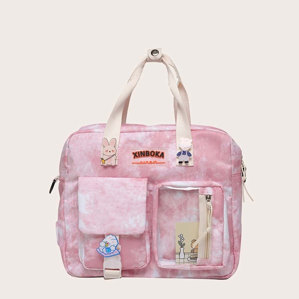 

Tie Dye Pocket Front Backpack, Pink