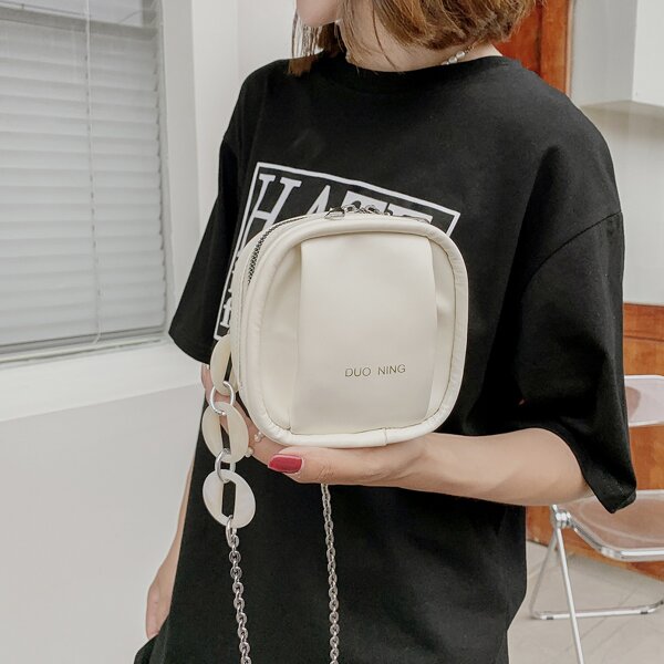 

Minimalist Chain Crossbody Bag, White