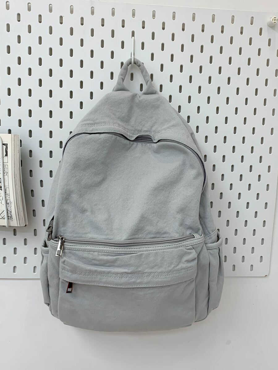 Mochila clásica con bolsillo minimalista delantero - Gris - Ver 1