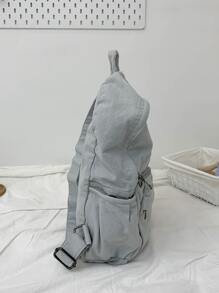 Mochila clásica con bolsillo minimalista delantero - Gris - Ver 3