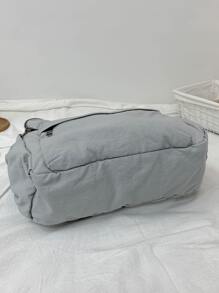 Mochila clásica con bolsillo minimalista delantero - Gris - Ver 4