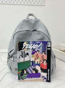 Mochila clásica con bolsillo minimalista delantero - Gris - Ver 7