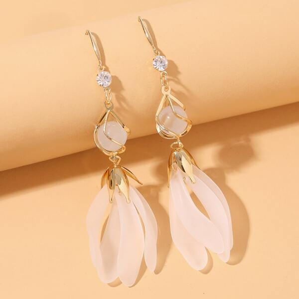 

Rhinestone Decor Drop Earrings, Gold