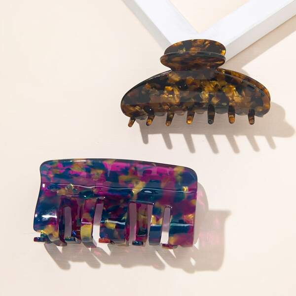 

2pcs Simple Hair Claw, Multicolor