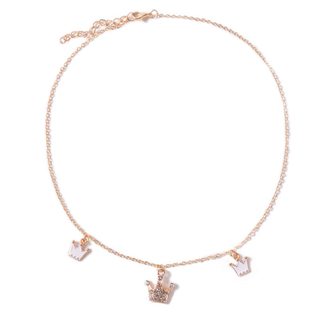 

Rhinestone Decor Crown Chain Necklace, Gold