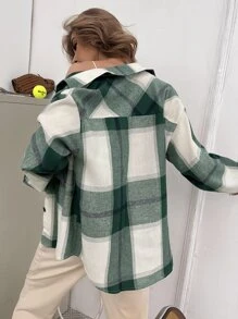 SHEIN LUNE Plaid Flap Pocket Shirt - Multicolor - View 2