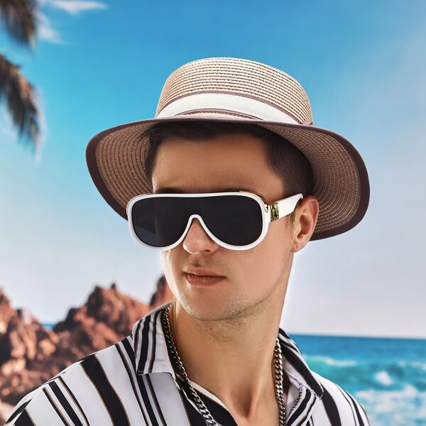 

Men Flat Top Sunglasses, White